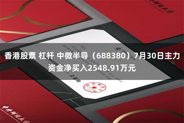 香港股票 杠杆 中微半导（688380）7月30日主力资金净买入2548.91万元