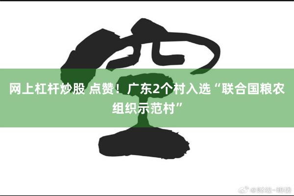网上杠杆炒股 点赞！广东2个村入选“联合国粮农组织示范村”