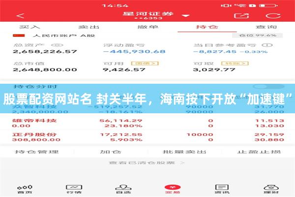 股票配资网站名 封关半年，海南按下开放“加速键”