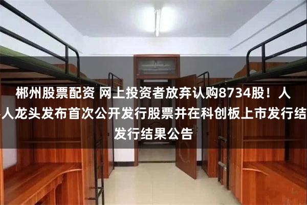 郴州股票配资 网上投资者放弃认购8734股！人形机器人龙头发布首次公开发行股票并在科创板上市发行结果公告