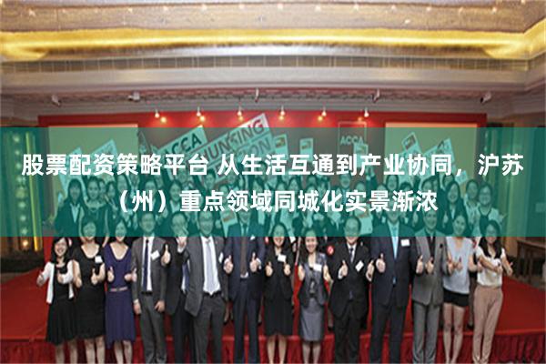 股票配资策略平台 从生活互通到产业协同，沪苏（州）重点领域同城化实景渐浓
